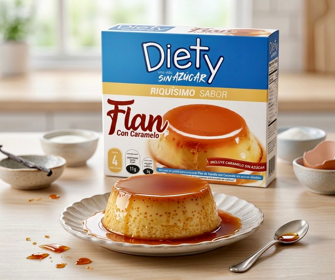 Flan con Caramelo sin azúcar añadida DIETY