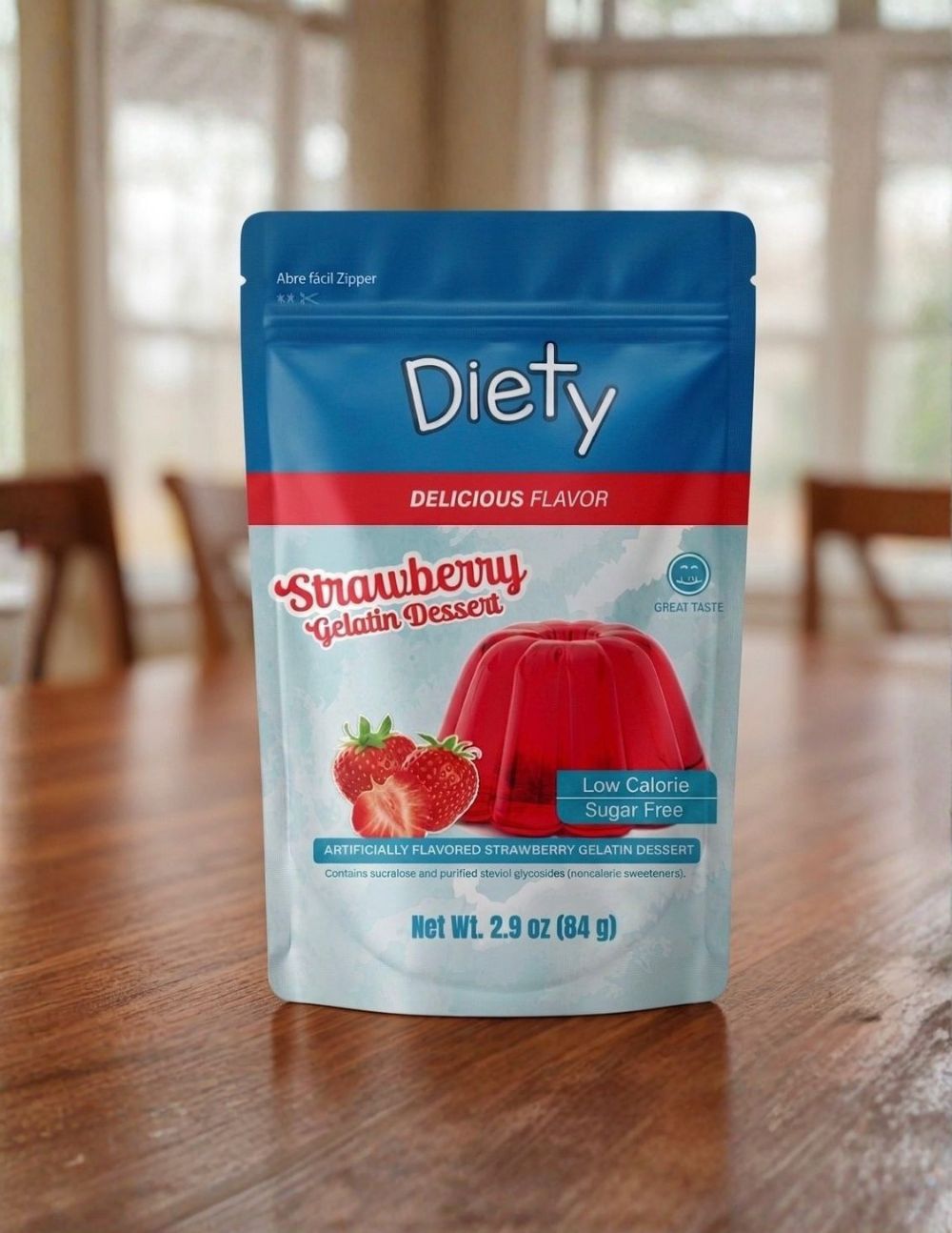 Gelatina Fresa 84 g sin azúcar añadida DIETY