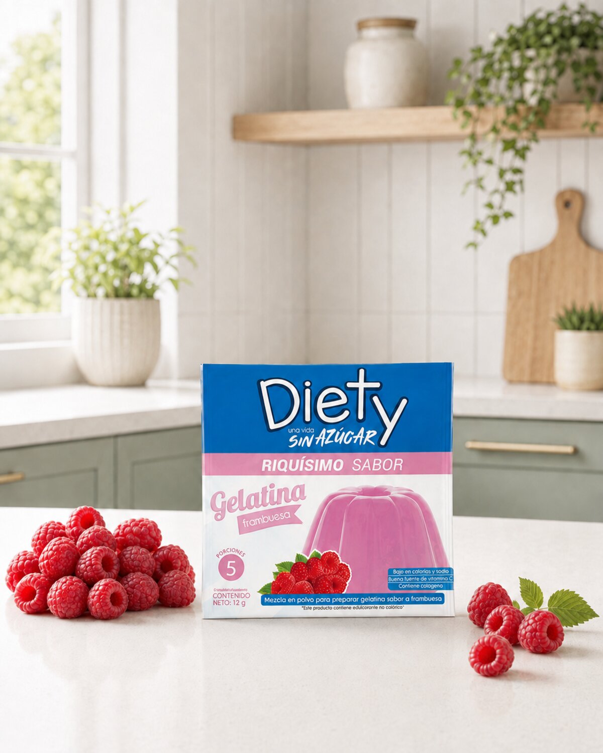 Gelatina Frambuesa sin azúcar añadida DIETY